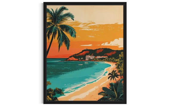 Fiji Beach International Beaches Poster Art Print Living Roomwall Original Painting Artwork Decor