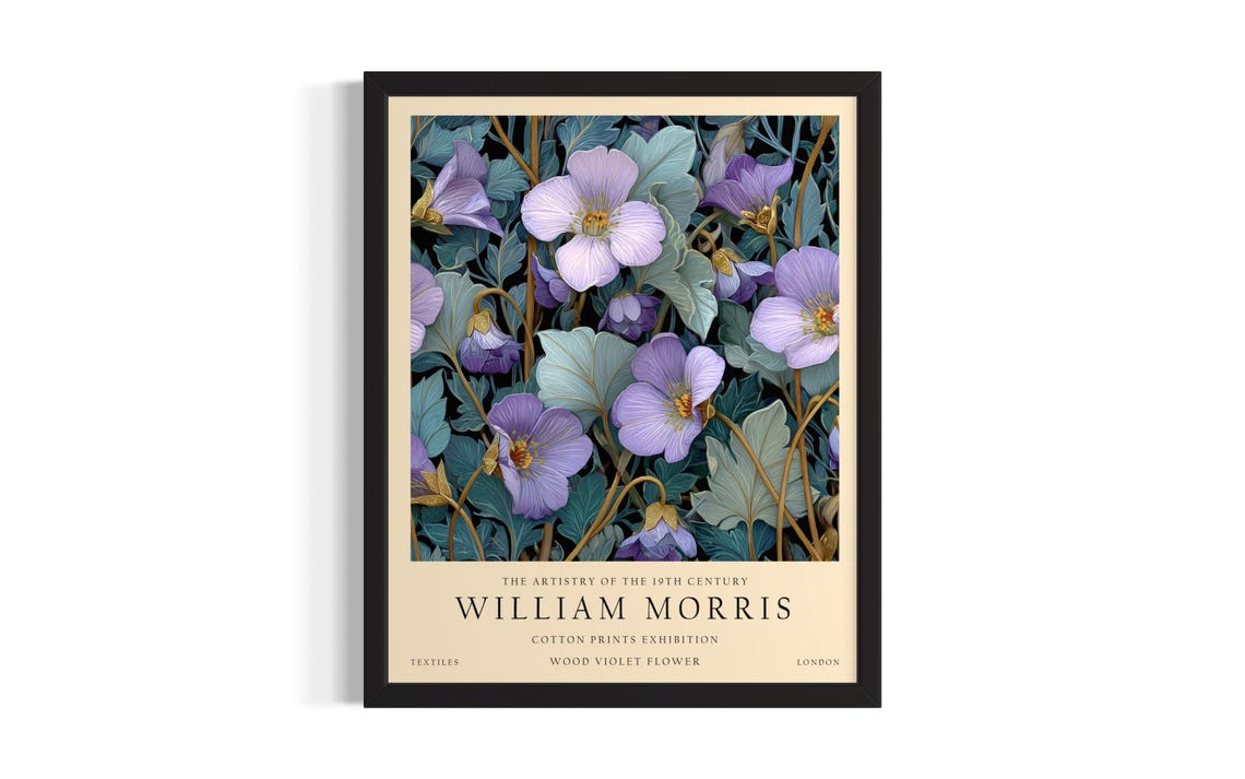 William Morris Wood Violet Flower Vintage Botanical Art Poster