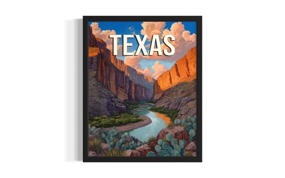 Texas Big Bend National Park Desert Canyon River Travel Poster