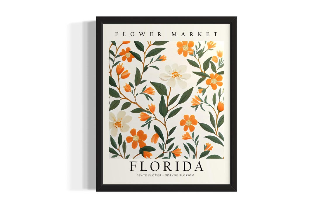Florida Flower Market Orange Blossom Branch Botanical Poster