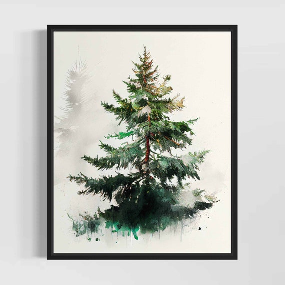Balsam Fir Tree Watercolor Art Print Balsam Fir Tree Painting Wall Art Decor Original Artwork By Artist