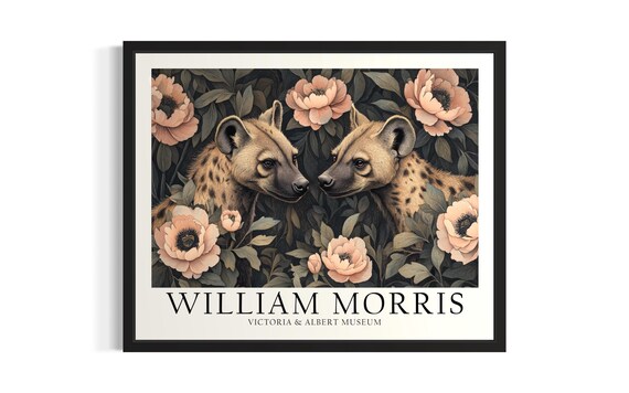 William Morris Spotted Hyena Pair With Blush Anemones Art Poster