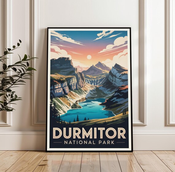 Durmitor National Park Montenegro Mountain Lake Retro Poster