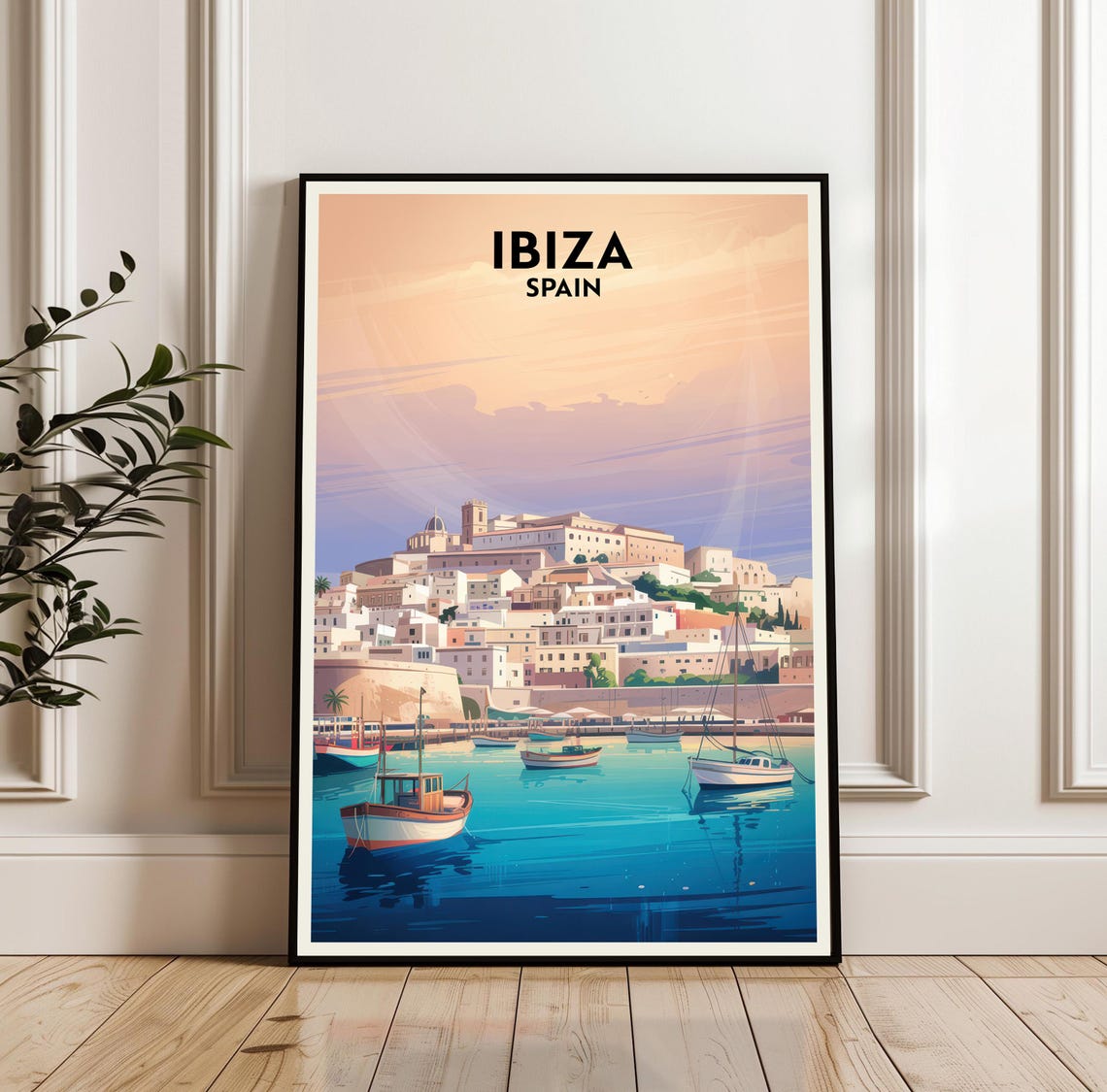 Ibiza Poster Travel Spain Print Wall Art Cityscape Gift Illustration