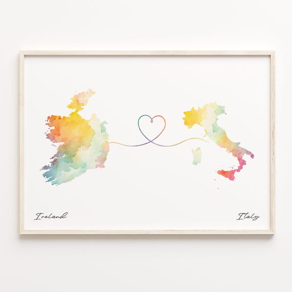 Ireland To Italy Print Watercolor Map Poster Israeli Gift Travel Wall Art Adventure Awaits C231083
