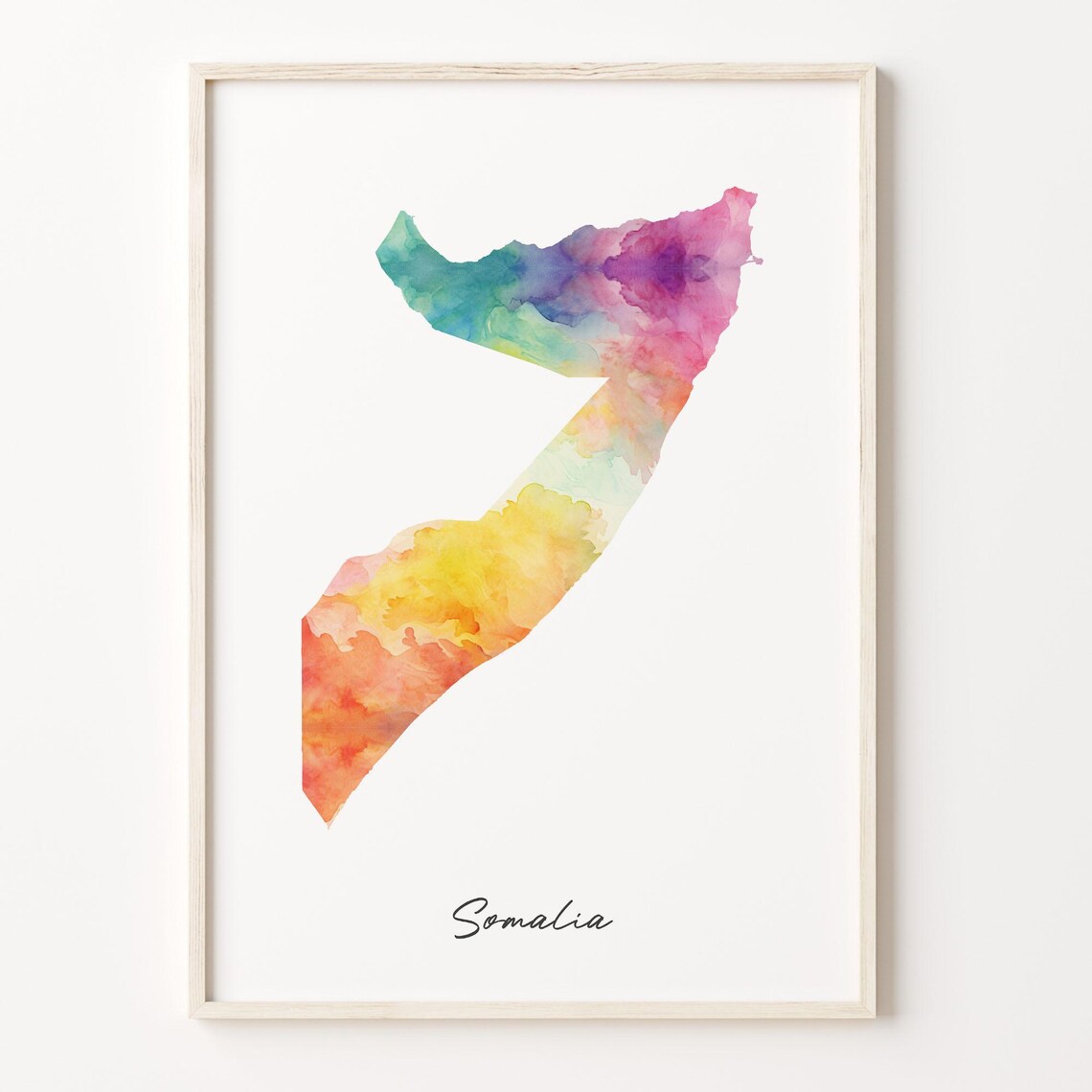 Somalia Watercolor Map Colorful Country Silhouette Artwork Poster
