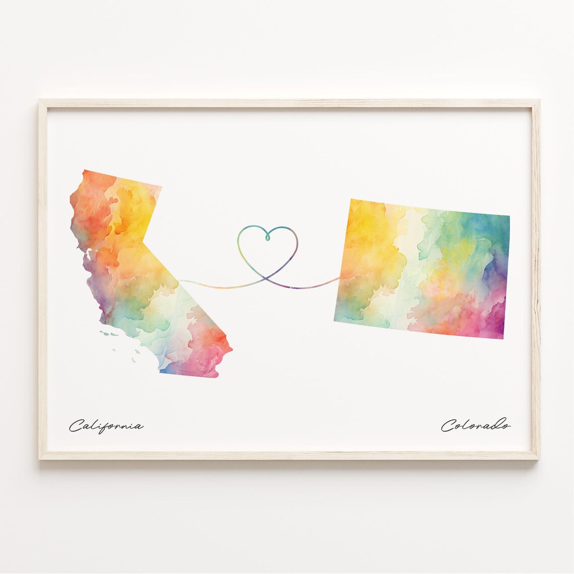 Colorado Watercolor Map Travel Poster, Wall Art Print