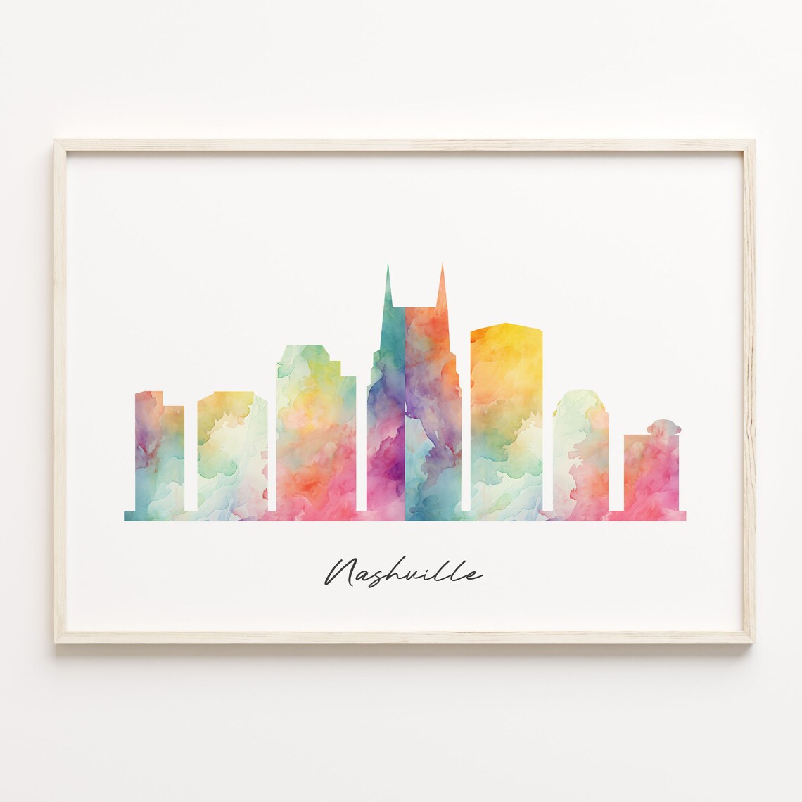 Nashville Skyline Print Watercolor Cityscape United States Wall Art Poster City Travel C29248