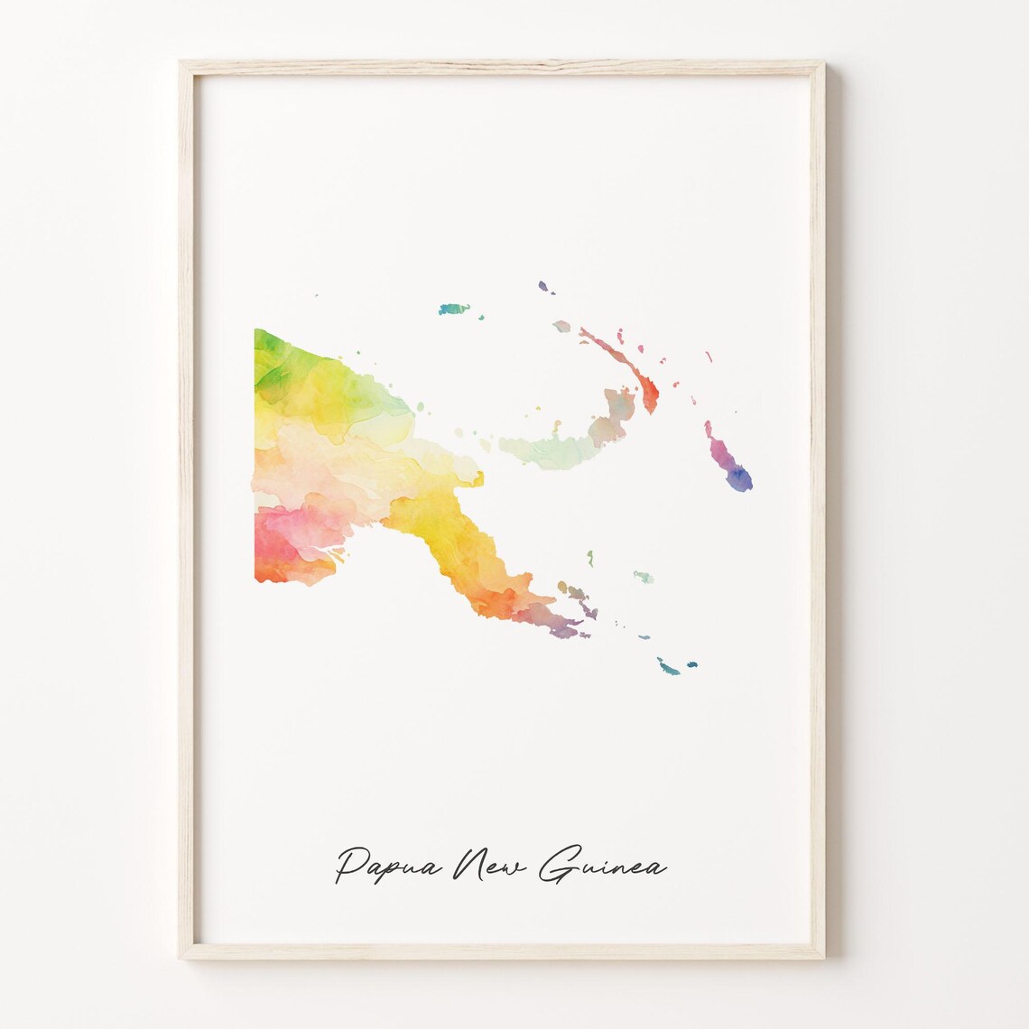 Papua New Guinea Watercolor Country Map Minimalist Art Poster