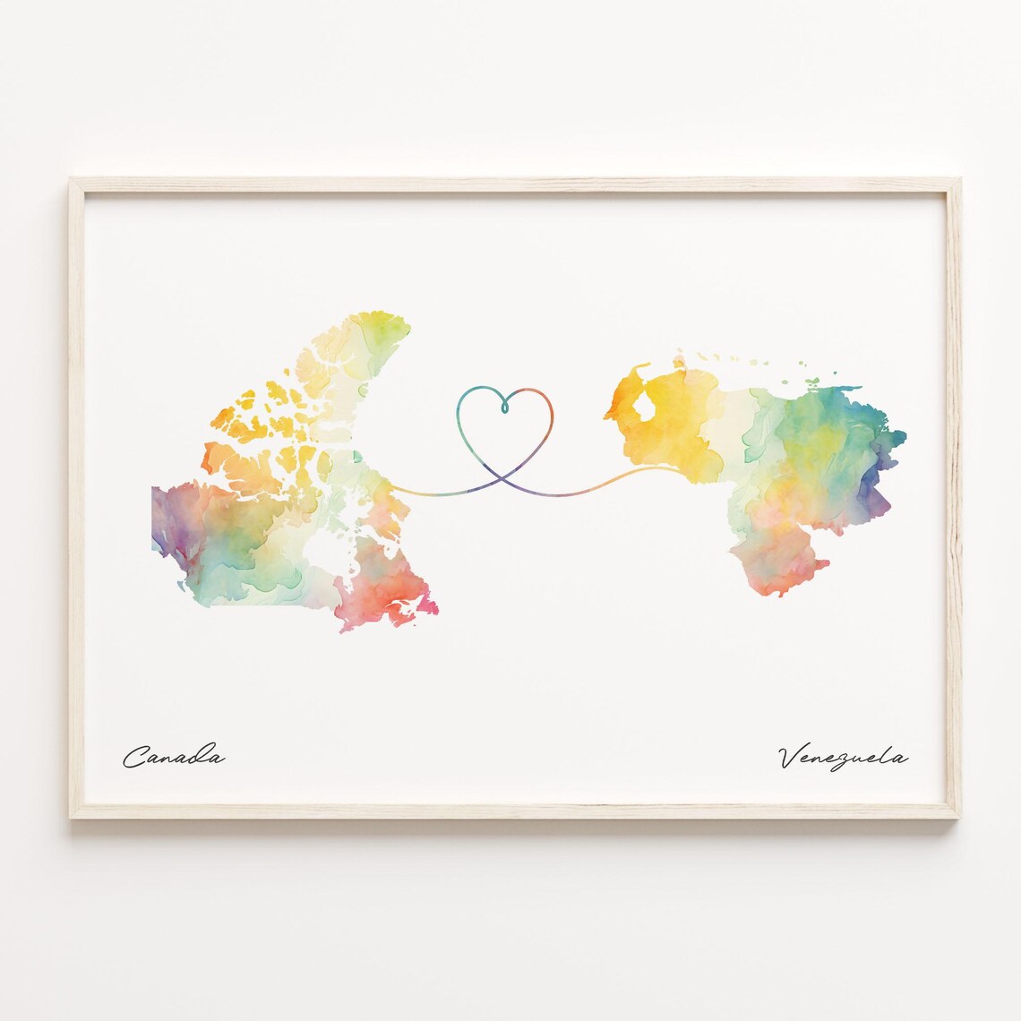 Canada To Venezuela Watercolor Map Art Print