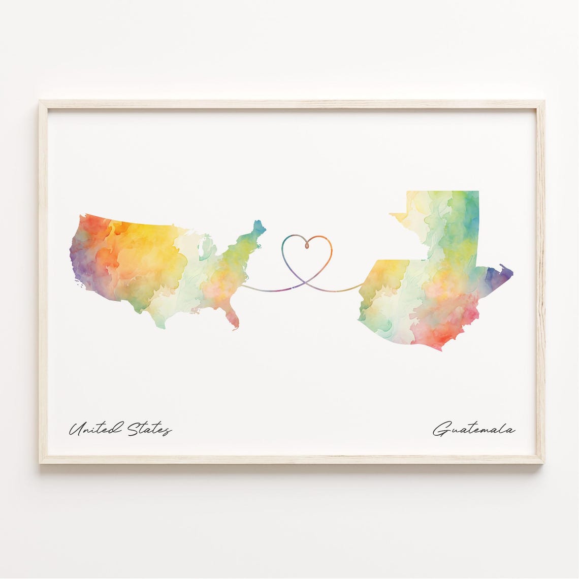 Guatemala Watercolor Map Travel Poster