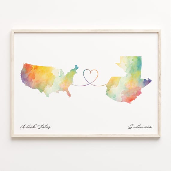 Guatemala Watercolor Map Travel Poster