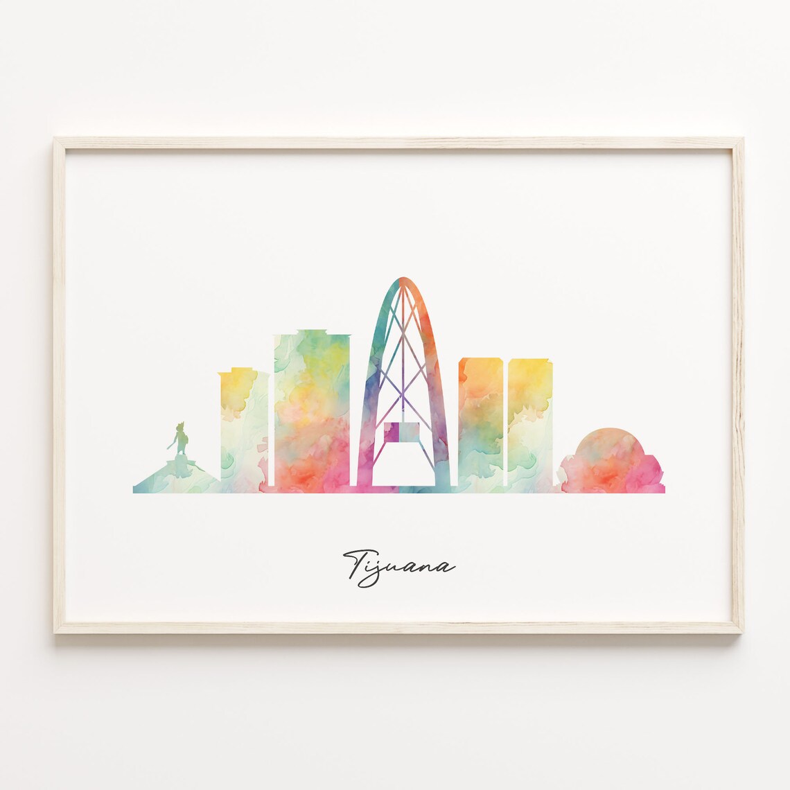 Tijuana Mexico Watercolor Skyline Arch Landmark Cityscape Souvenir Poster