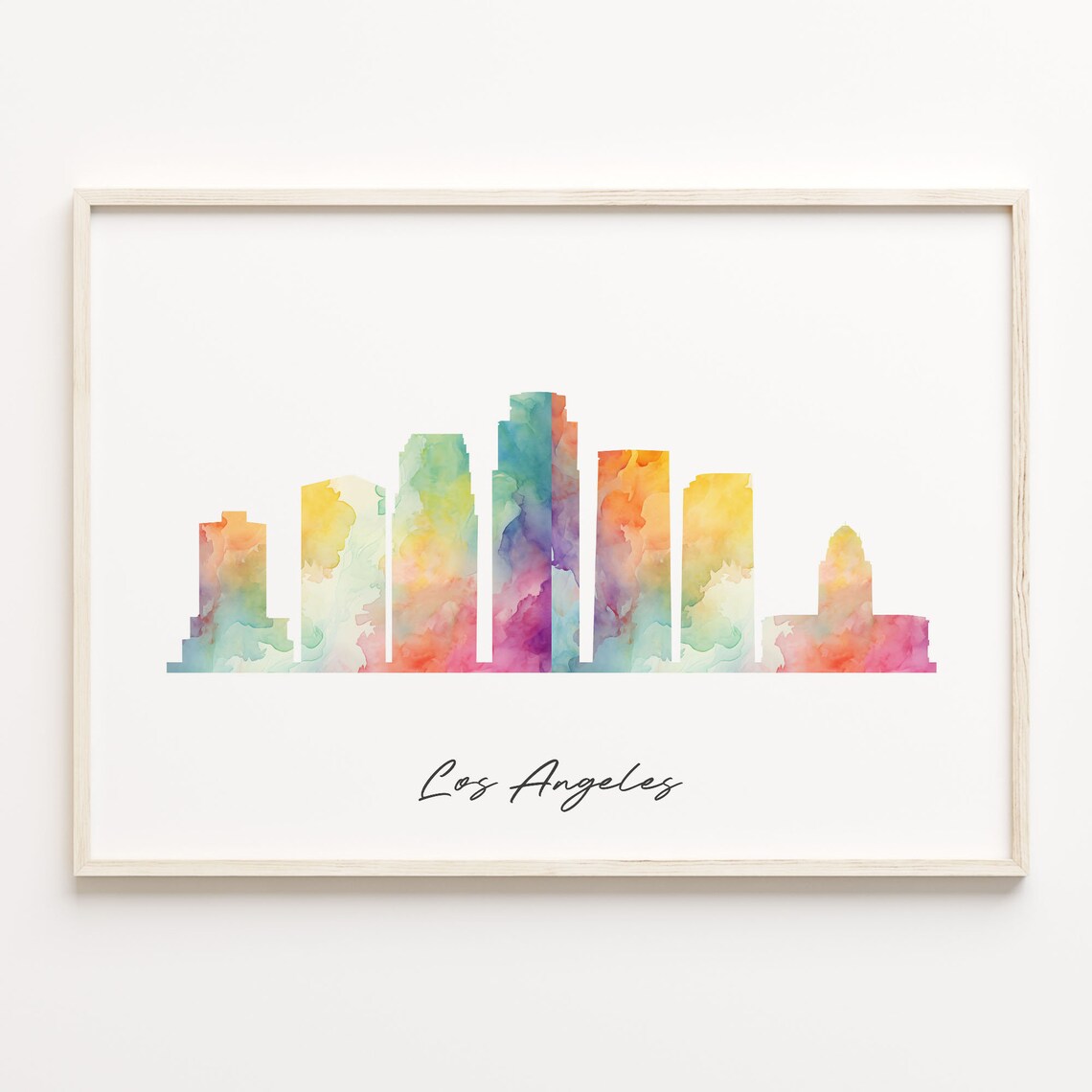 Los Angeles Watercolor Skyline Sunset Hued Cityscape Souvenir Poster