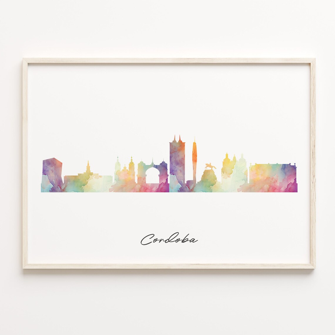 Cordoba Watercolor Skyline Cityscape Argentina Travel Poster