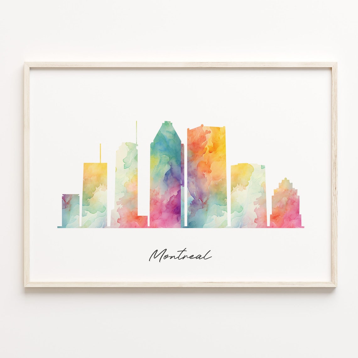 Montreal Canada Watercolor Skyline Cityscape Colorful Modern Poster