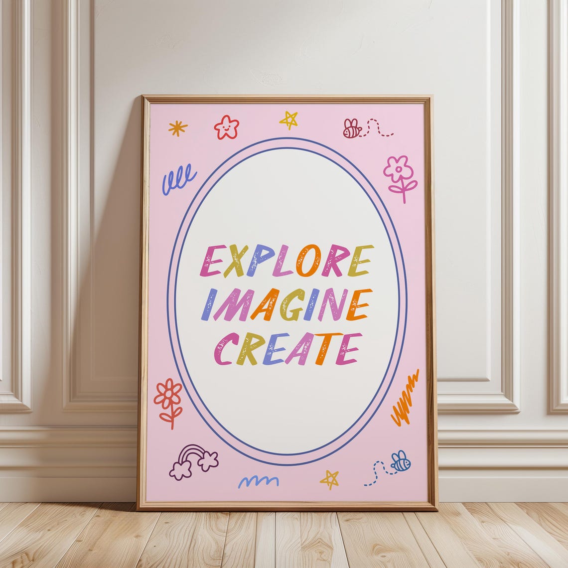 Motivational Quote Wall Art For Girls Pink Decor Kids Room Poster Playroom Colorful Print Positive Affirmation Girl