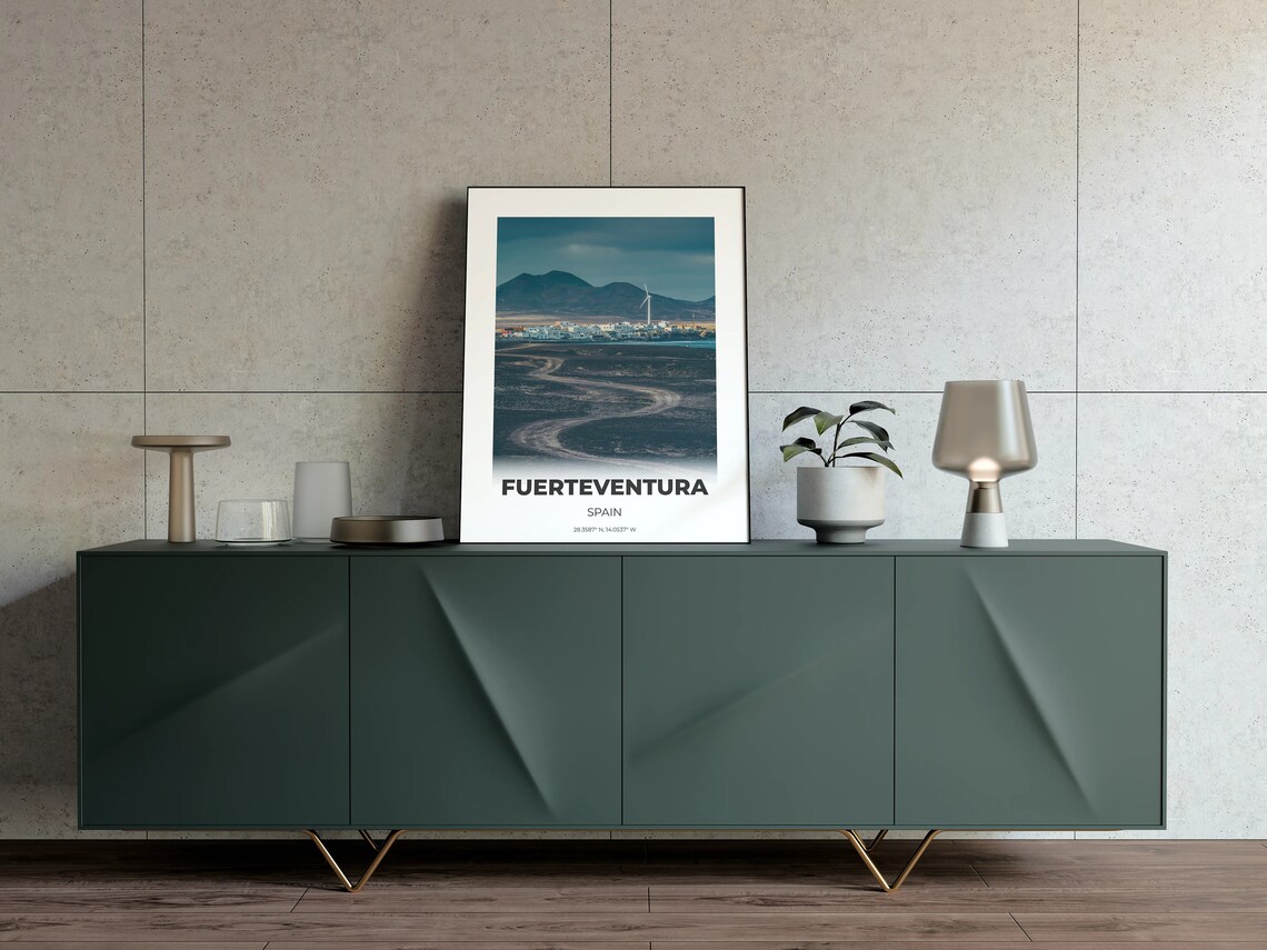 Fuerteventura Spain Dark Volcano Village Wind Turbine Photo Print - Image 4