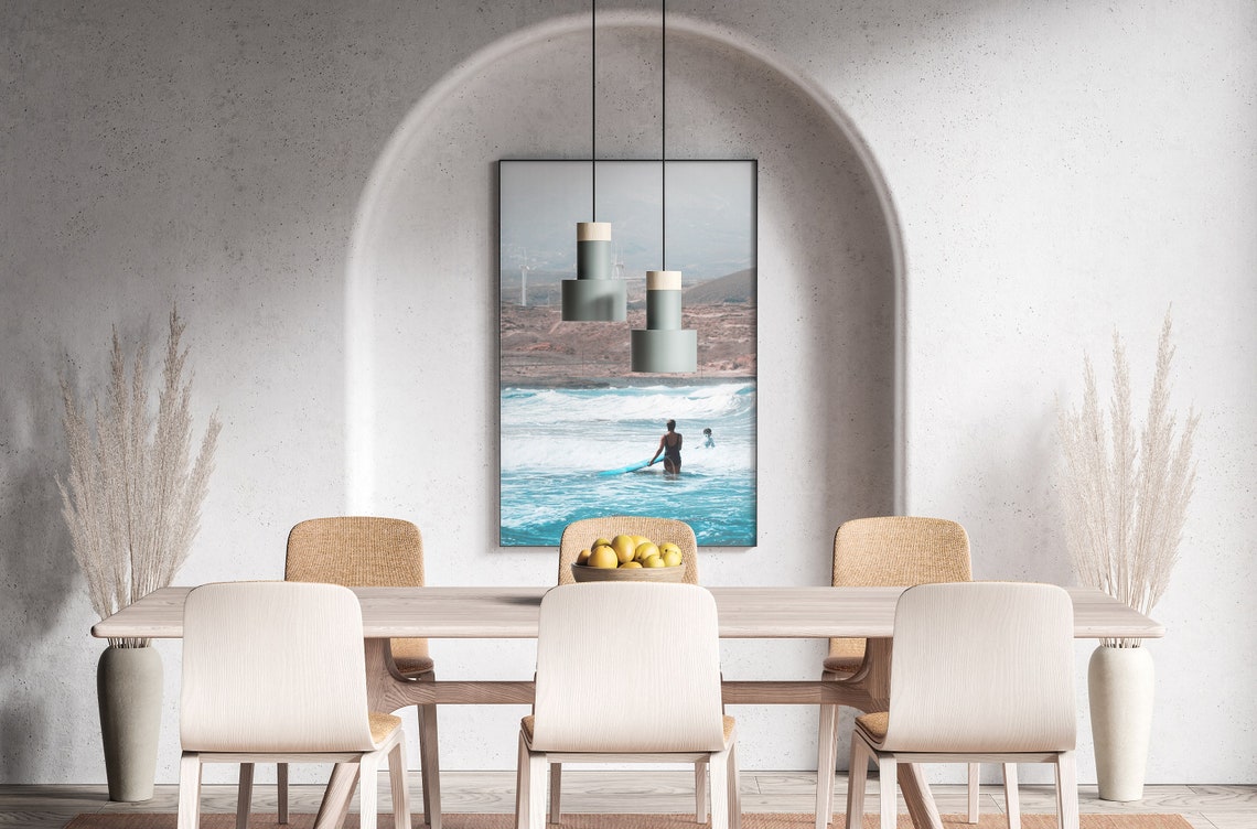 Surfer Entering Turquoise Waves Photo Print Coastal Beach Wall Decor - Image 2