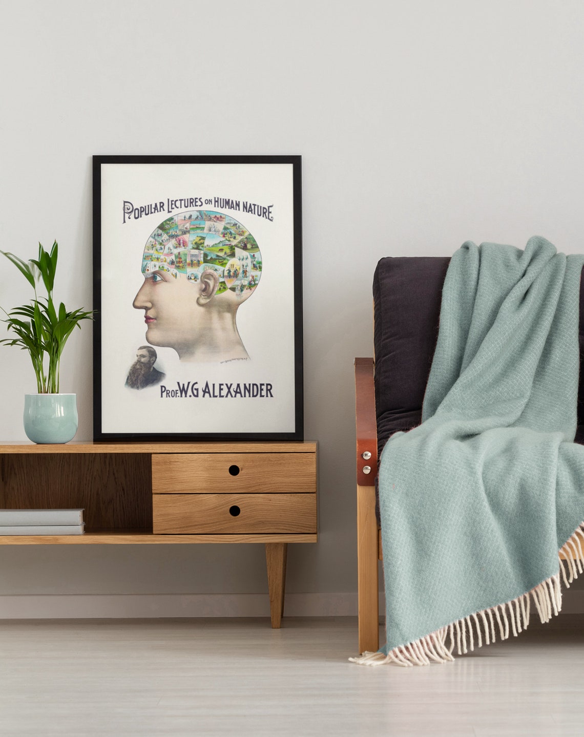 Vintage Phrenology Head Popular Lectures Human Nature Poster - Image 3
