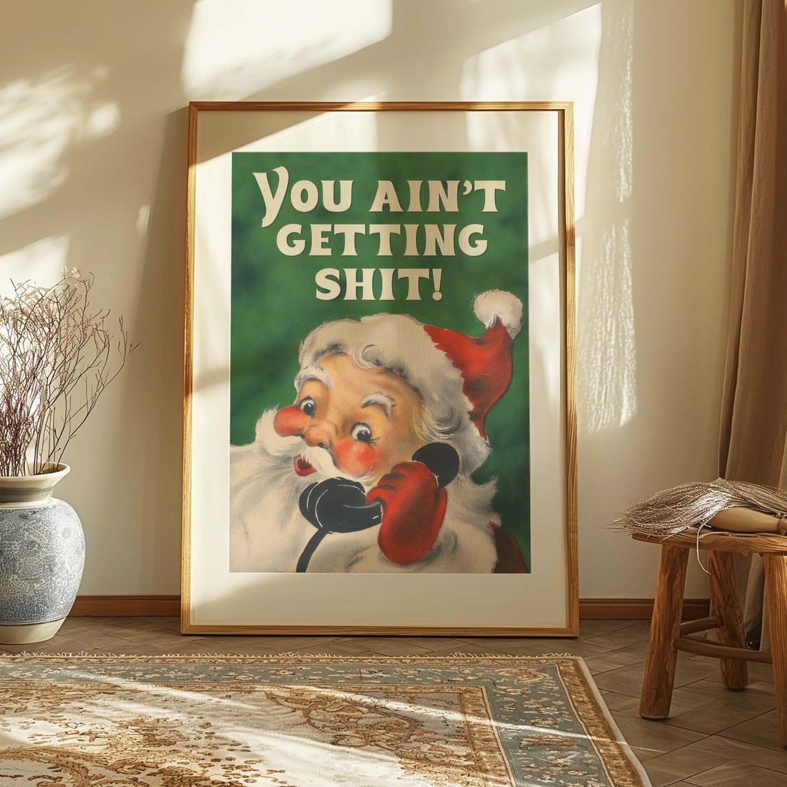 Funny Christmas Santa Quote Vintage Retro Holiday Humor Wall Poster - Image 3