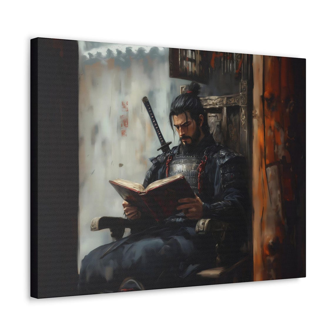 Reading Samurai Maximalist Eclectic Victorian Print Bold Altered Book Library Portrait Fantasy Fun Colorful Renaissance Rustic Art - Image 3