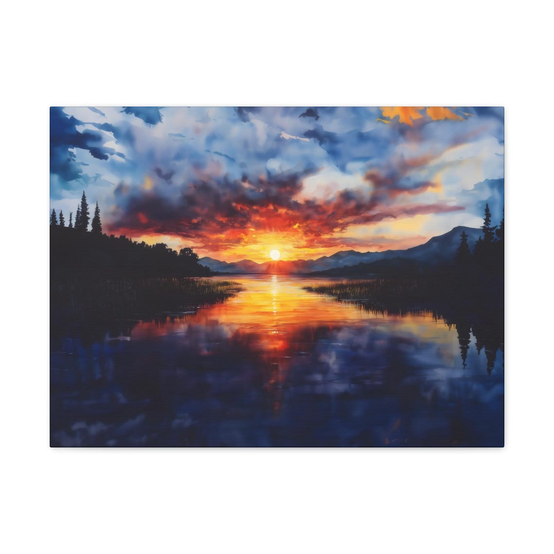 Golden Sunrise Reflection on Calm Mountain Lake Wilderness Poster - Image 3