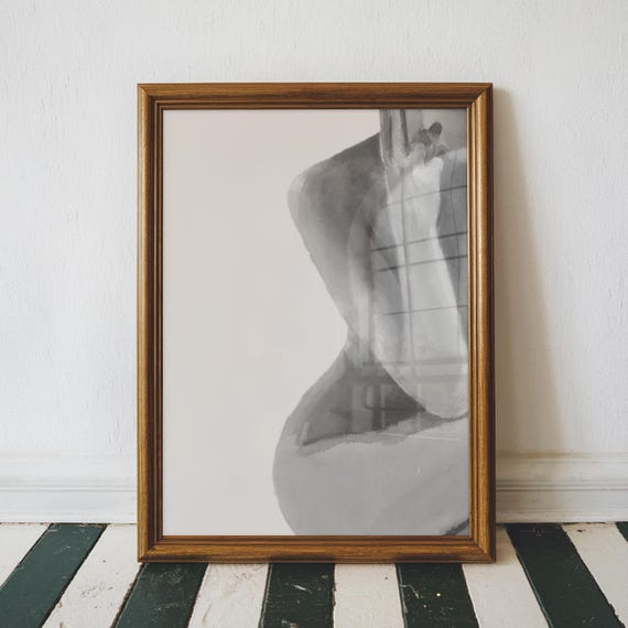 Woman Painting Print Black And White Wall Art Portrait Body Positive Decor Spa Esthetician