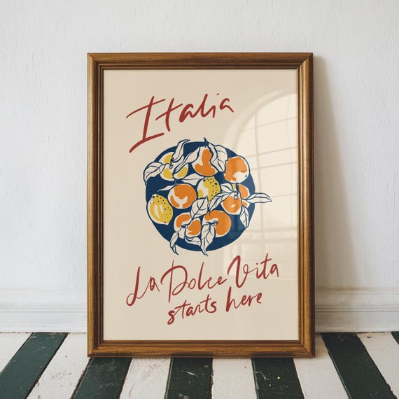 La Dolce Vita Starts Here Mediterranean Home Decor Seaside Print Europe Wall Art Italian Lemon Unframed
