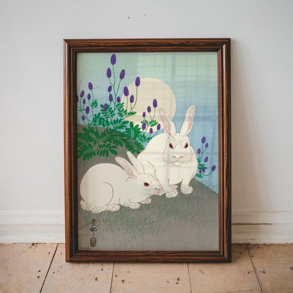 Vintage Japanese Art Ohara Koson Rabbit Print Wall House Decor Prints Japan