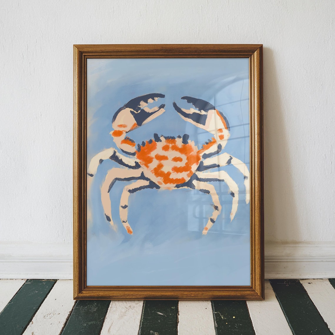 Crab Painting Print Coastal Home Decor Oil Seaside Nautical Wall Art Unframed