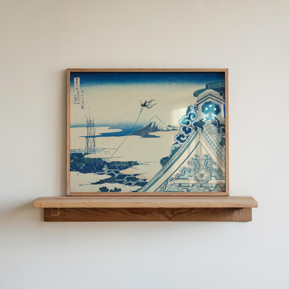Hokusai Honganji Temple Asakusa Flying Kite With Mount Fuji Ukiyo-E Poster