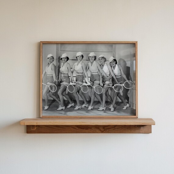 Six Vintage Tennis Players Group Photo Retro Team Sports Poster