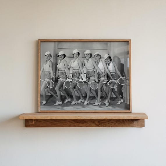 Vintage Tennis Photo Sports Image Cool Wall Art Women Playing Antique Photography Print Old Unframed