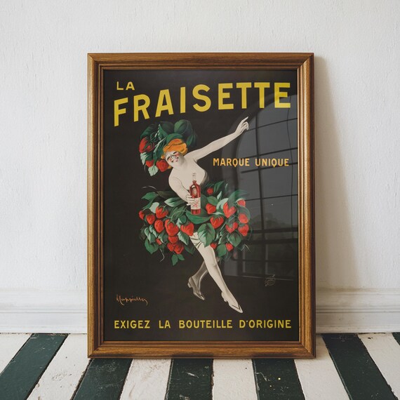 Vintage Poster La Fraisette Print Bar Cart Decor Art Nouveau French Advertisement Retro Wall