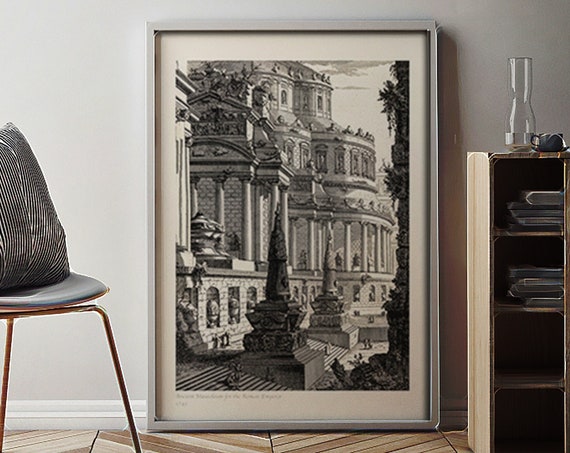 Vintage Architectural Drawing Gallery Wall Art Print