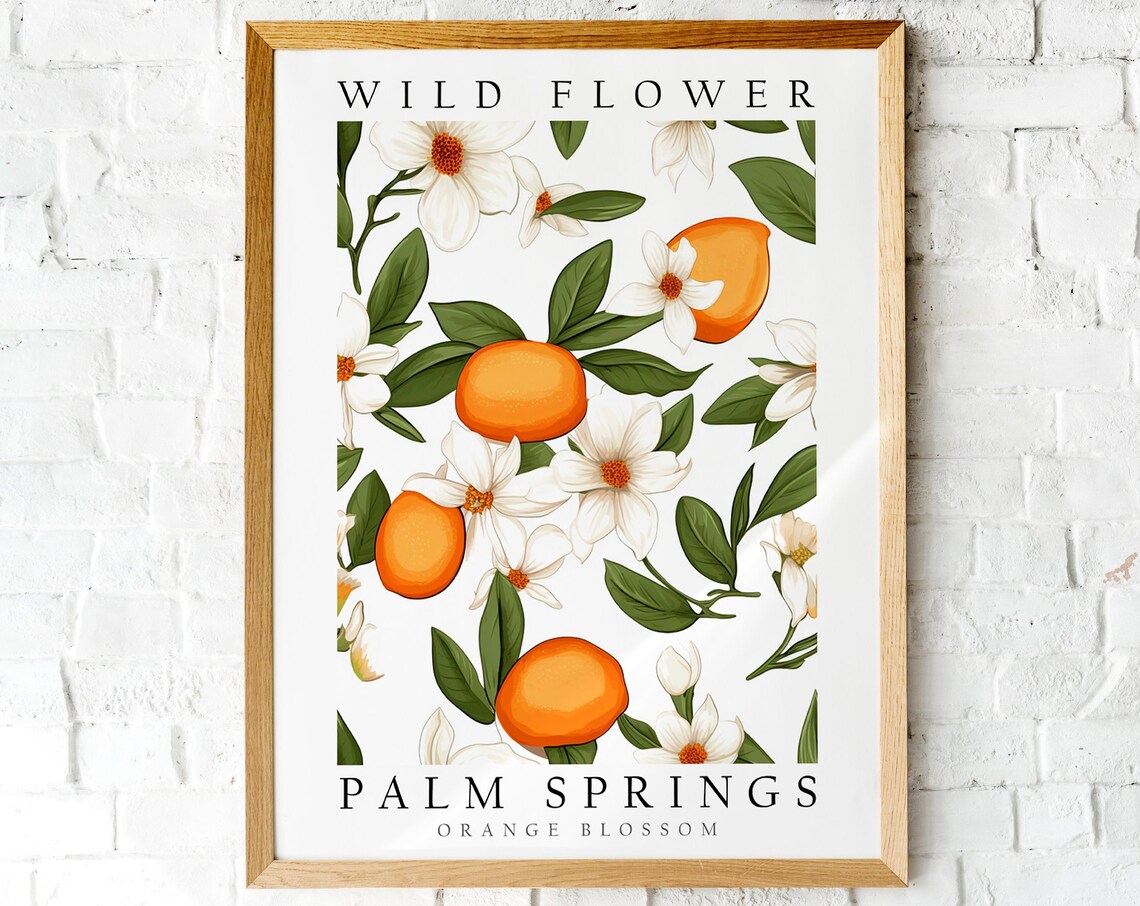 Palm Springs Orange Blossom Citrus Botanical Vintage Art Poster