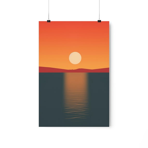 Lake Superior Sunset Premium Matte Vintage Poster