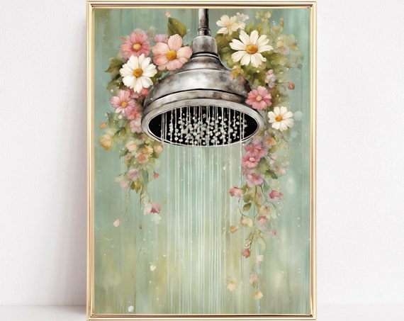 Botanical Bathroom Art Print, Watercolor Wildflowers
