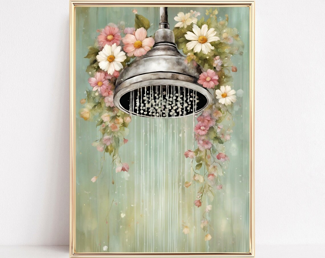 Botanical Bathroom Art Print, Watercolor Wildflowers
