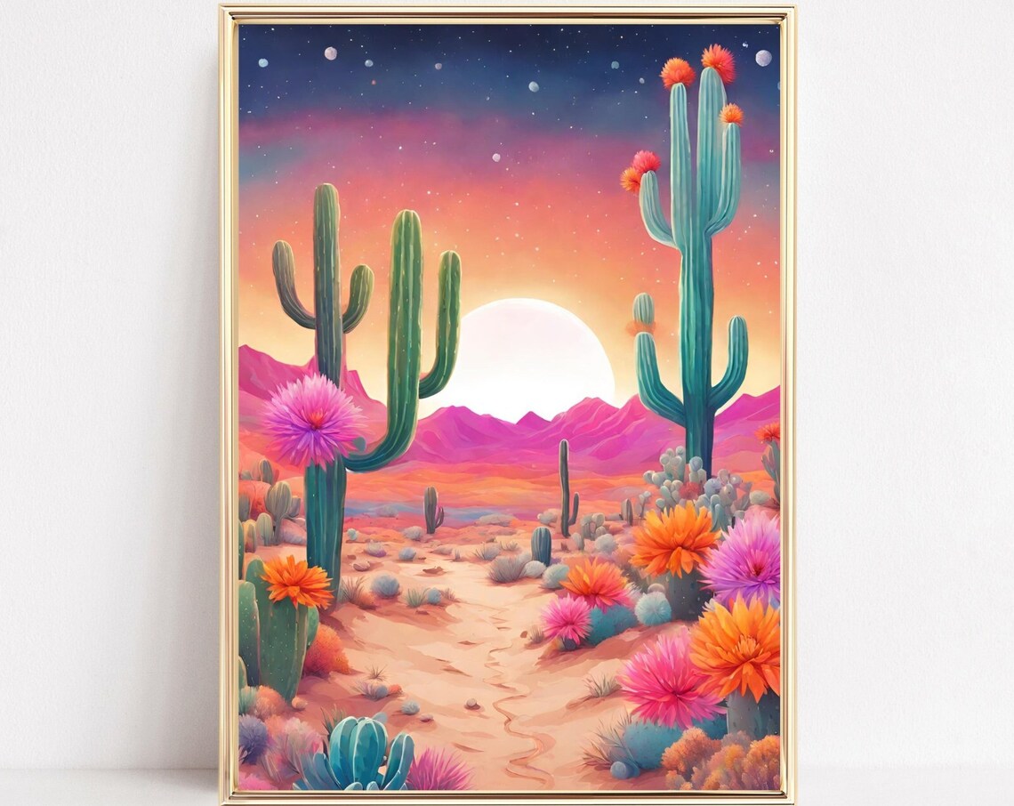 Cactus Botanical Retro Mexican Wall Art Print