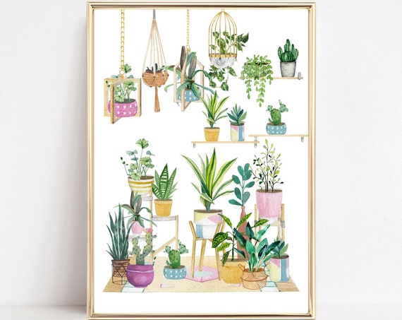 House Plants Boho Botanical Poster Print