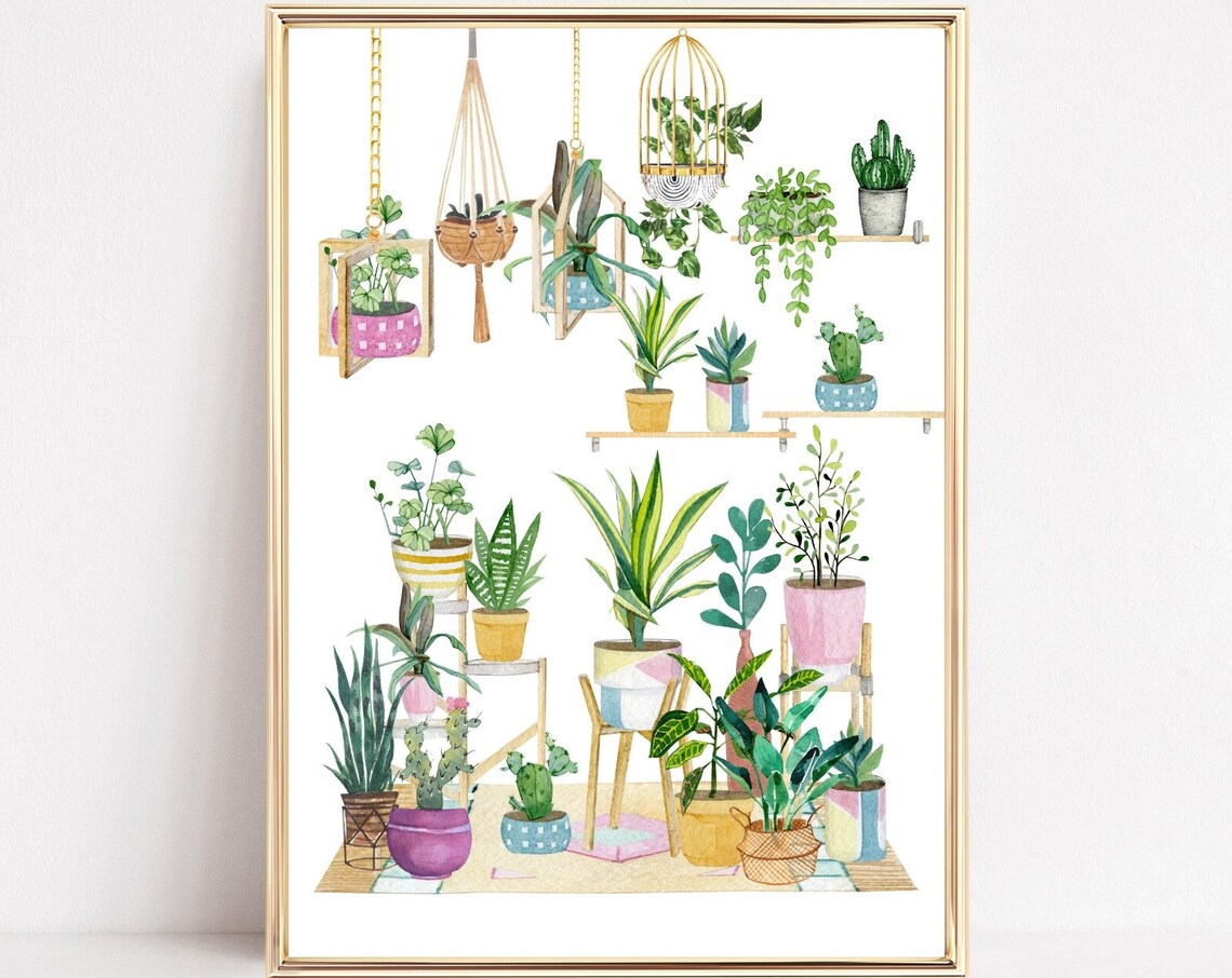 House Plants Boho Botanical Poster Print