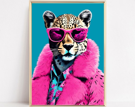 Funky Leopard Maximalist Animal Poster Art Print