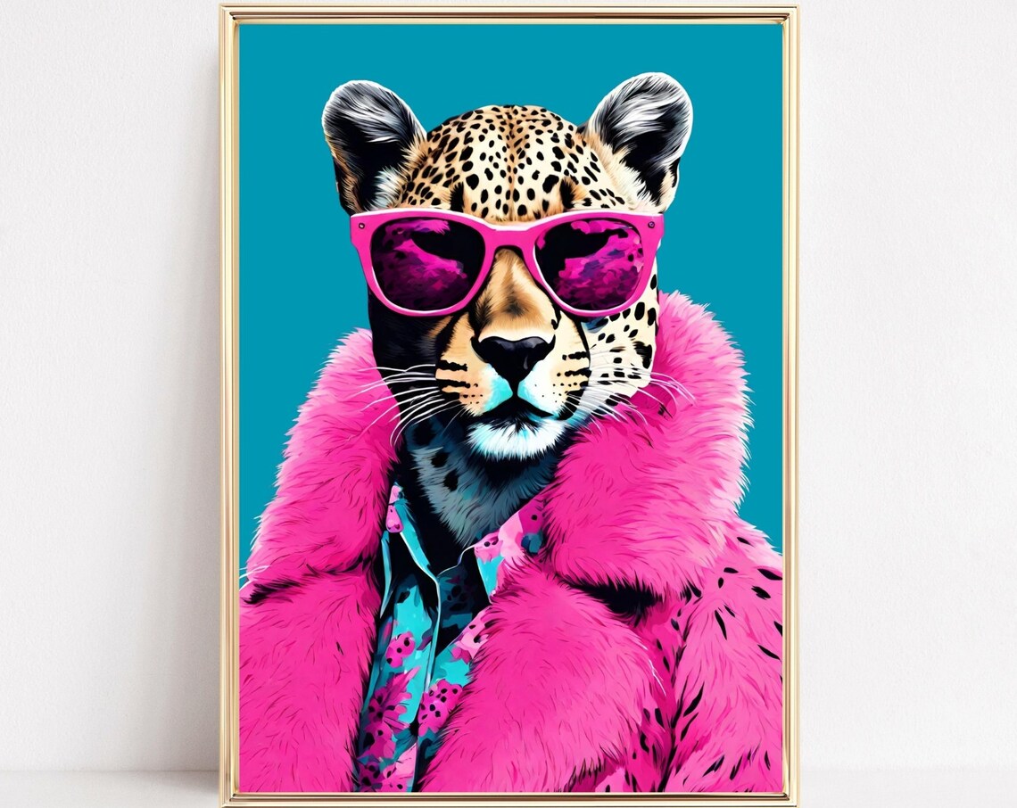 Funky Leopard Maximalist Animal Poster Art Print