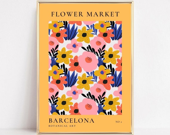 Flower Market Barcelona Art Print, Spain Wall Art