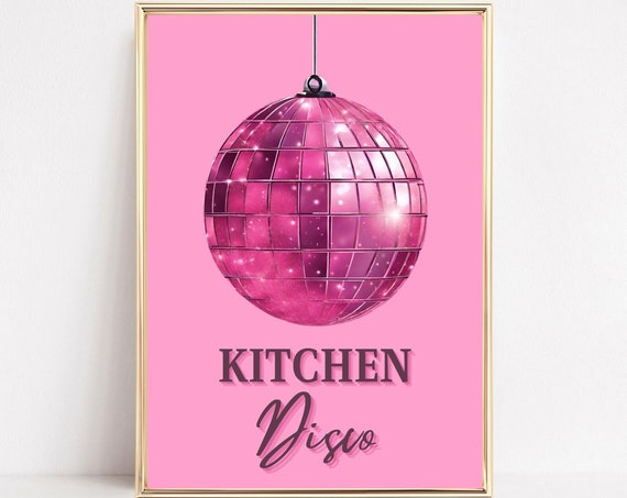 Kitchen Disco Poster Print, Retro Style Decor