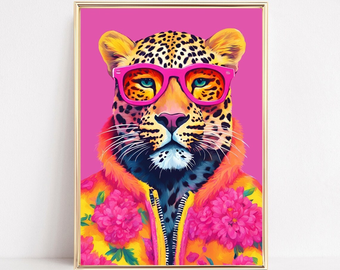 Leopard Fashion Portrait, Funky Animal Art Print