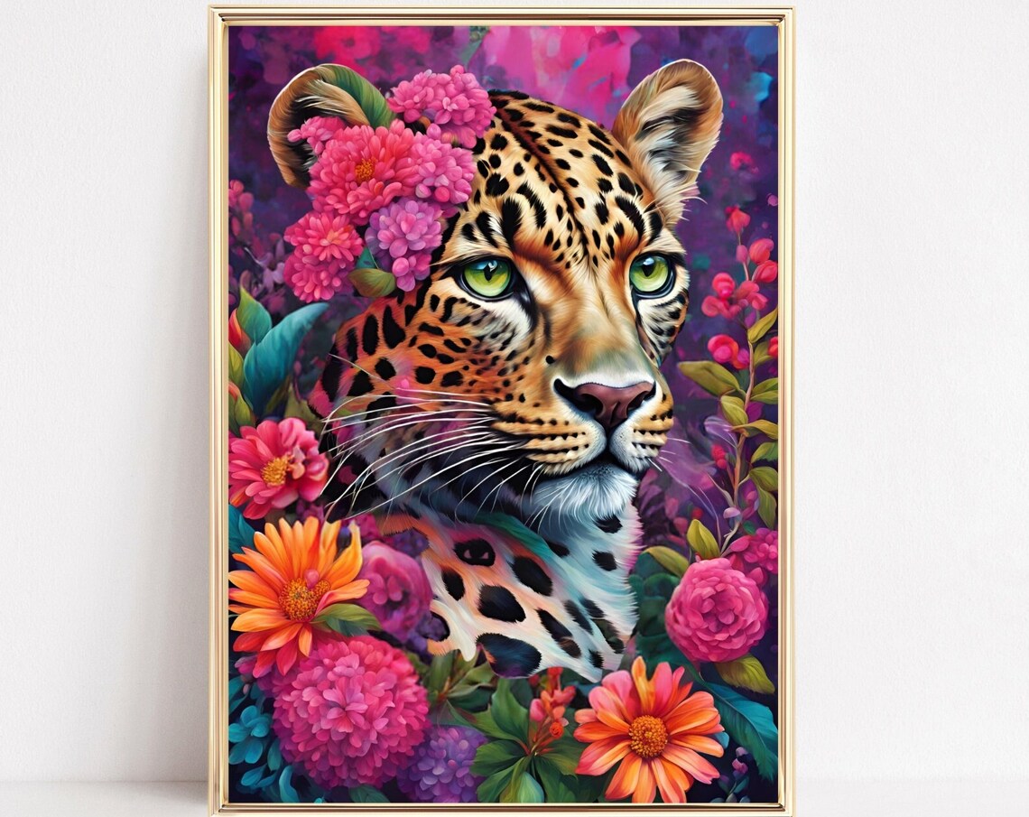 Leopard Botanical Maximalist Eclectic Art Print