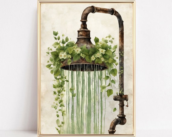 Floral Shower Botanical Bathroom Art Print